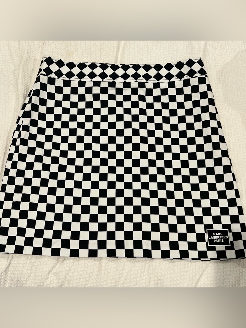 Karl Lagerfeld Black & White Checkerboard Mini Skirt